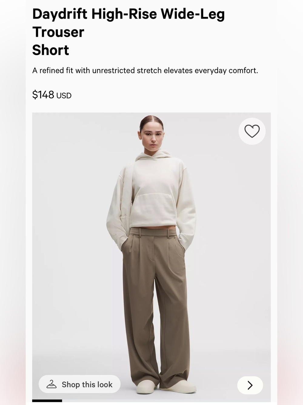 LULULEMON daydrifter high rise wide leg trouser size xs